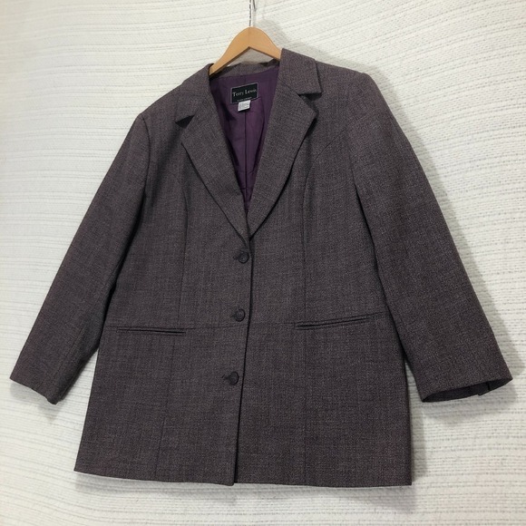 Terry Lewis Blazer Sport Coat Business Casual Career Purple‎ L - Picture 1 of 8